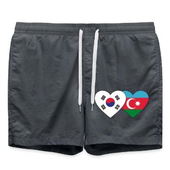 South Korea Azerbaijan Flag Heart - Swim Trunks - anthracite - Front - AI Model Male 185 light (185cm)