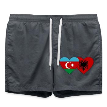Azerbaijan Albania Flag Heart - Swim Trunks - anthracite - Front - AI Model Male 185 light (185cm)