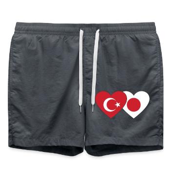 Turkey Japan Flag Heart - Swim Trunks - anthracite - Front - AI Model Male 185 light (185cm)