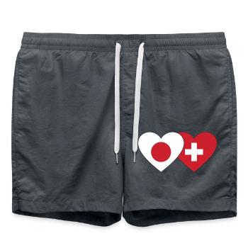 Japon Suisse Flag Heart - Short de bain - charbon - Devant - AI Model Male 185 light (185cm)