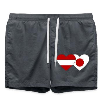 Austria Japan Flag Heart - Swim Trunks - anthracite - Front - AI Model Male 185 light (185cm)