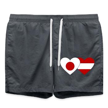 Japan Austria Flag Heart - Swim Trunks - anthracite - Front - AI Model Male 185 light (185cm)