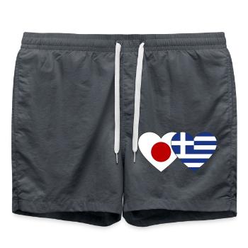 Japan Greece Flag Heart - Swim Trunks - anthracite - Front - AI Model Male 185 light (185cm)