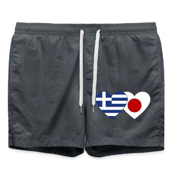Greece Japan Flag Heart - Swim Trunks - anthracite - Front - AI Model Male 185 light (185cm)