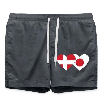 Denmark Japan Flag Heart - Swim Trunks - anthracite - Front - AI Model Male 185 light (185cm)