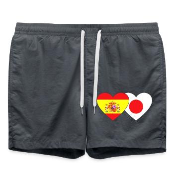 Spain Japan Flag Heart - Swim Trunks - anthracite - Front - AI Model Male 185 light (185cm)
