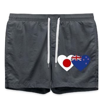 Japon Nouvelle-Zélande Flag Heart - Short de bain - charbon - Devant - AI Model Male 185 light (185cm)