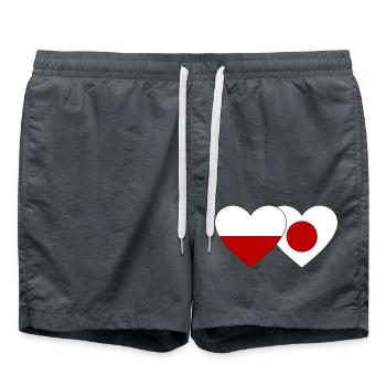 Poland Japan Flag Heart - Swim Trunks - anthracite - Front - AI Model Male 185 light (185cm)