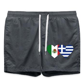Mexico Greece Flag Heart - Swim Trunks - anthracite - Front - AI Model Male 185 light (185cm)