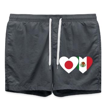 Japan Mexico Flag Heart - Swim Trunks - anthracite - Front - AI Model Male 185 light (185cm)