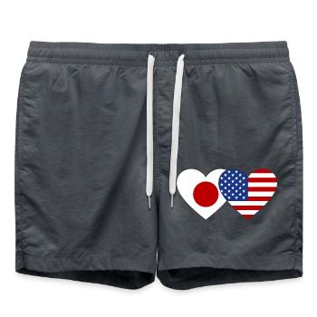 Japan USA Flagge Herz - Badeshorts - Anthrazit - Vorne - AI Model Male 185 light (185cm)