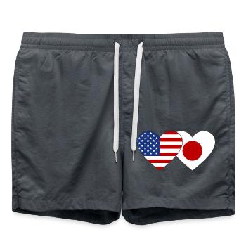 USA Japan Flag Heart - Swim Trunks - anthracite - Front - AI Model Male 185 light (185cm)