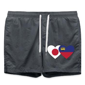 Drapeau du Japon Liechtenstein Coeur - Short de bain - charbon - Devant - AI Model Male 185 light (185cm)