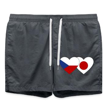 Tschechien Japan Flagge Herz - Badeshorts - Anthrazit - Vorne - AI Model Male 185 light (185cm)