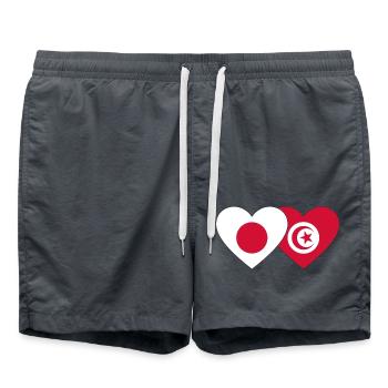 Japon Tunisie Flag Coeur - Short de bain - charbon - Devant - AI Model Male 185 light (185cm)