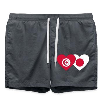 Tunisia Japan Flag Heart - Swim Trunks - anthracite - Front - AI Model Male 185 light (185cm)