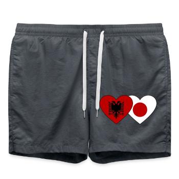 Albania Japan Flag Heart - Swim Trunks - anthracite - Front - AI Model Male 185 light (185cm)