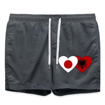 Japon Albanie Flag Heart - Short de bain - charbon - Devant - AI Model Male 185 light (185cm)