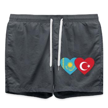 Kazakhstan Turquie Drapeau Coeur - Short de bain - charbon - Devant - AI Model Male 185 light (185cm)