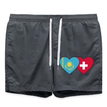 Kazakhstan Suisse Flag Coeur - Short de bain - charbon - Devant - AI Model Male 185 light (185cm)
