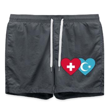 Suisse Uighur Flag Heart - Short de bain - charbon - Devant - AI Model Male 185 light (185cm)