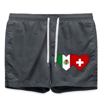 Mexique Suisse Drapeau Coeur - Short de bain - charbon - Devant - AI Model Male 185 light (185cm)