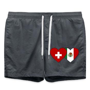 Switzerland Mexico Flag Heart - Swim Trunks - anthracite - Front - AI Model Male 185 light (185cm)
