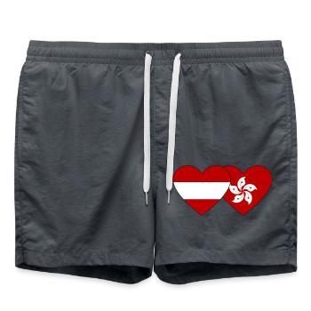 Austria Hong Kong Flag Heart - Swim Trunks - anthracite - Front - AI Model Male 185 light (185cm)