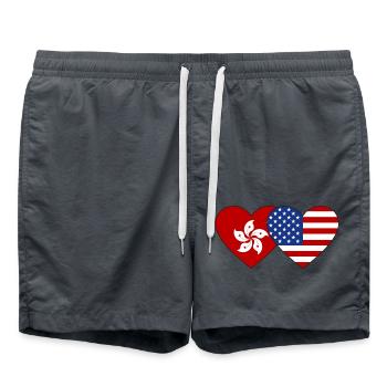 Cœur de drapeau des États-Unis de Hong Kong - Short de bain - charbon - Devant - AI Model Male 185 light (185cm)