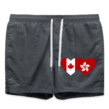 Kanada Hongkong Flagge Herz - Badeshorts - Anthrazit - Vorne - AI Model Male 185 light (185cm)