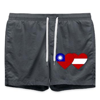 Taiwan Austria Flag Heart - Swim Trunks - anthracite - Front - AI Model Male 185 light (185cm)