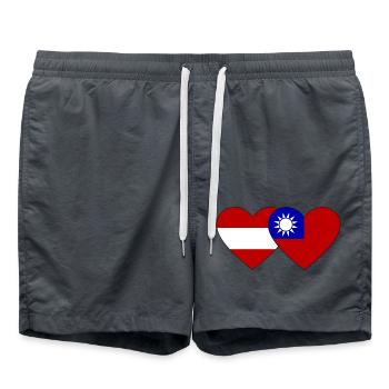 Austria Taiwan Flag Heart - Swim Trunks - anthracite - Front - AI Model Male 185 light (185cm)