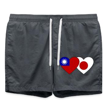 Taiwan Japan Flag Heart - Swim Trunks - anthracite - Front - AI Model Male 185 light (185cm)