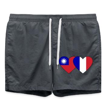Taiwan Frankreich Flagge Herz - Badeshorts - Anthrazit - Vorne - AI Model Male 185 light (185cm)
