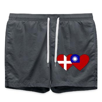 Denmark Taiwan Flag Heart - Swim Trunks - anthracite - Front - AI Model Male 185 light (185cm)