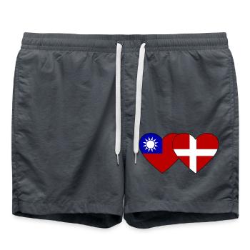 Taiwan Danemark Flag Heart - Short de bain - charbon - Devant - AI Model Male 185 light (185cm)