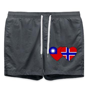 Taïwan Norvège Flag Heart - Short de bain - charbon - Devant - AI Model Male 185 light (185cm)