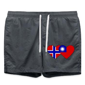Norvège Taïwan Flag Heart - Short de bain - charbon - Devant - AI Model Male 185 light (185cm)