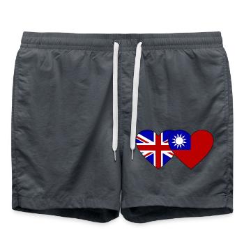 Angleterre Taïwan Flag Heart - Short de bain - charbon - Devant - AI Model Male 185 light (185cm)