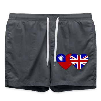 Taiwan England Flag Heart - Swim Trunks - anthracite - Front - AI Model Male 185 light (185cm)