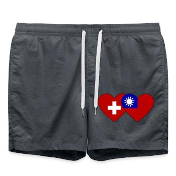 Suisse Taiwan Flag Heart - Short de bain - charbon - Devant - AI Model Male 185 light (185cm)
