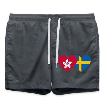 Hong Kong Suède Flag Heart - Short de bain - charbon - Devant - AI Model Male 185 light (185cm)