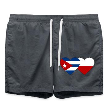 Cuba Poland Flag Heart - Swim Trunks - anthracite - Front - AI Model Male 185 light (185cm)