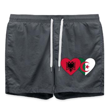 Albanie Algérie Drapeau Coeur - Short de bain - charbon - Devant - AI Model Male 185 light (185cm)