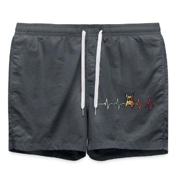 Französische Bulldogge Herzschlag - Badeshorts - Anthrazit - Vorne - AI Model Male 185 light (185cm)