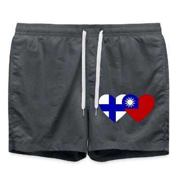 Finlande Taïwan Flag Heart - Short de bain - charbon - Devant - AI Model Male 185 light (185cm)
