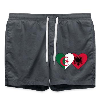 Algérie Albanie Drapeau Coeur - Short de bain - charbon - Devant - AI Model Male 185 light (185cm)