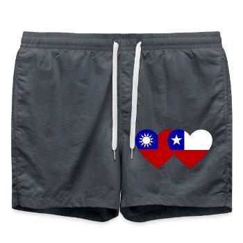 Taiwan Chile Flagge Herz - Badeshorts - Anthrazit - Vorne - AI Model Male 185 light (185cm)