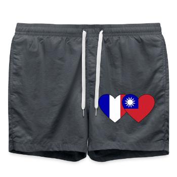 France Taïwan Flag Heart - Short de bain - charbon - Devant - AI Model Male 185 light (185cm)
