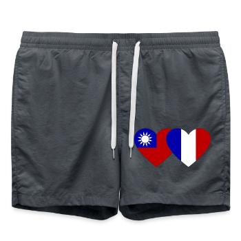 Taiwan France Flag Heart - Short de bain - charbon - Devant - AI Model Male 185 light (185cm)